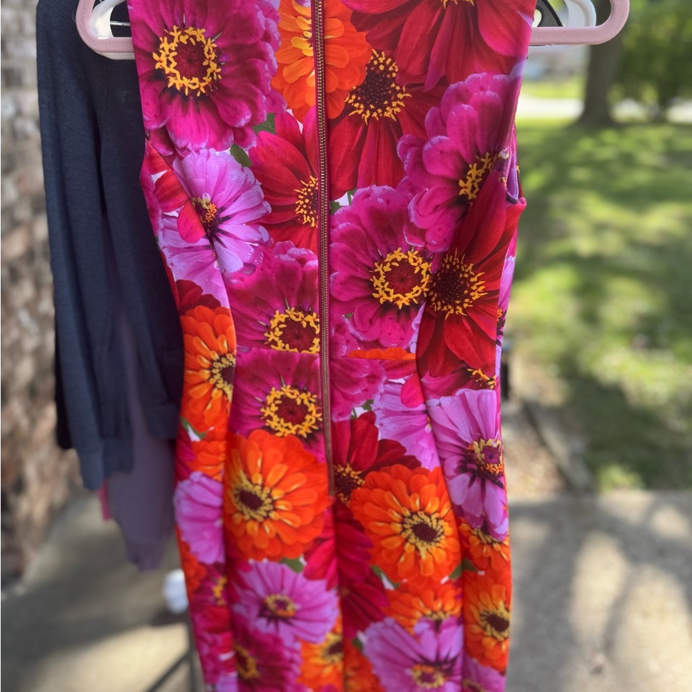 Floral Sleeveless Dress - Pink and Orange